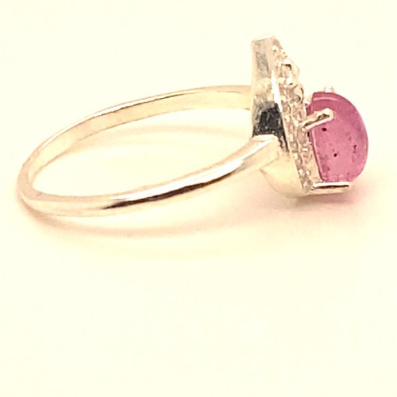 Pink Sapphire 1.90ct Platinum Finish Solid 925 Sterling Silver Ring - Picture 5 of 8